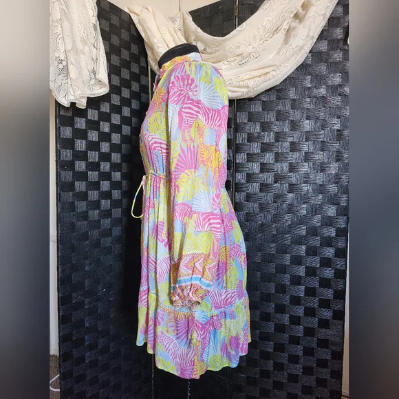 Taj by Sabrina Crippa - Multi-colored Zebra/plant print dress - (L) - Picture 4 of 9